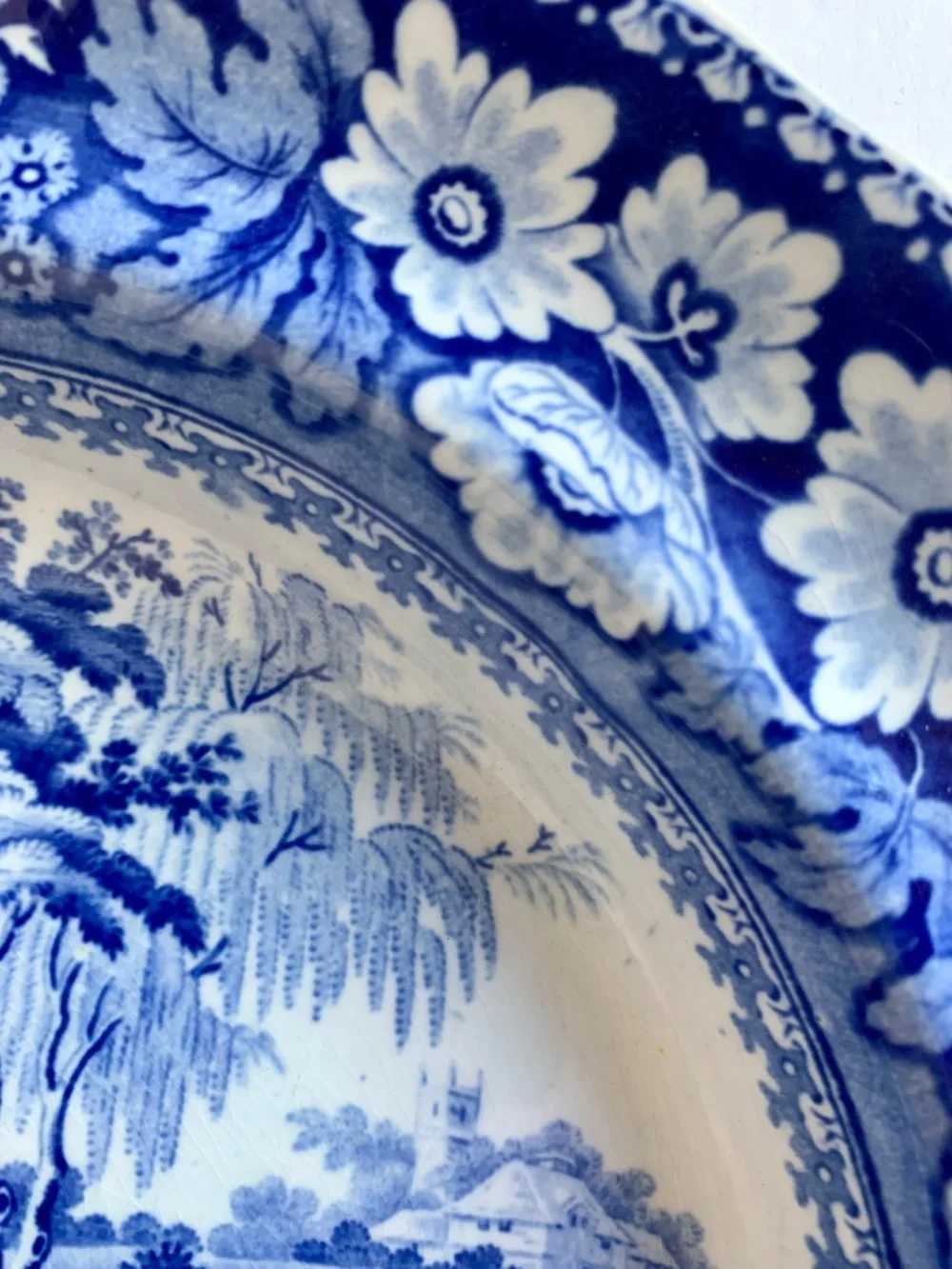 Antique Ridgway Osterley Park Blue & White Transferware Soup Plate c1814